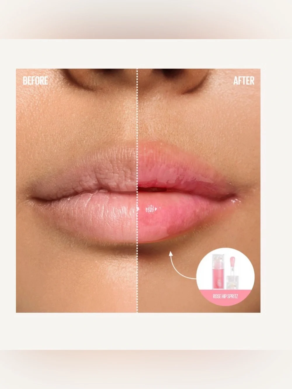 Kaja Juicy Glass Instant Hydrating & Plumping Lip Oil 01 Rose Hip Spritz